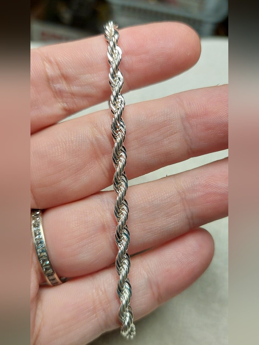 Silvertone Rope Chain Bracelet - Silver